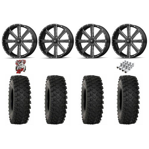 System 3 ATX470 35x10-18 Tires on MSA M34 Flash Gloss Black Milled Wheels