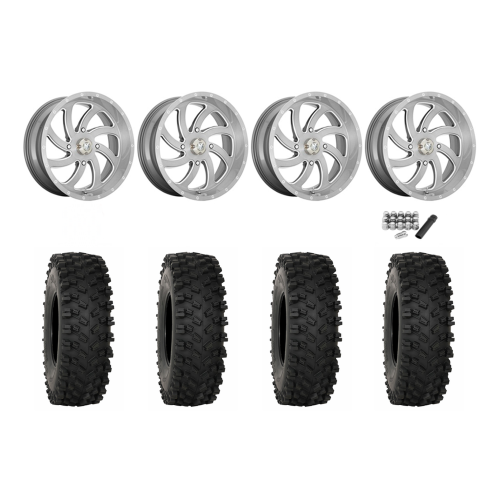 System 3 ATX470 35x10-18 Tires on MSA M36 Switch Brushed Titanium Wheels