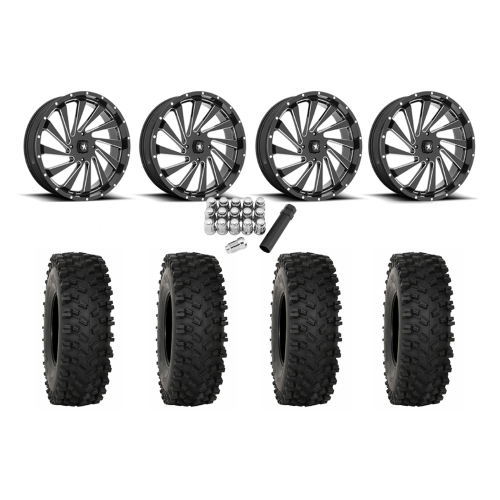 System 3 ATX470 35x10-18 Tires on MSA M46 Blade Gloss Black Milled Wheels