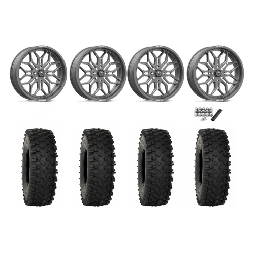 System 3 ATX470 35x10-18 Tires on MSA M47 Sniper Gunmetal Milled Wheels