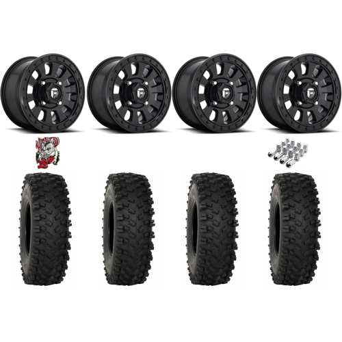 System 3 ATX470 28x10-14 Tires on Fuel Tactic Matte Black Wheels