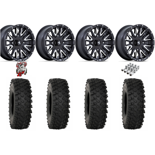 System 3 ATX470 33x10-15 Tires on MSA M49 Creed Matte Black & Machined Wheels