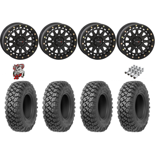 Valor Off-Road Alpha 35x10-15 Tires on SB-6 Matte Black Beadlock Wheels