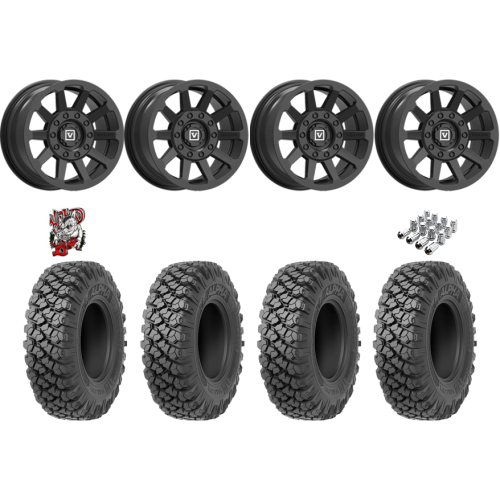 Valor Off-Road Alpha 32x10-15 Tires on V02 Satin Black Wheels