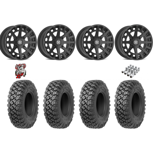 Valor Off-Road Alpha 35x10-15 Tires on V04 Satin Black Wheels