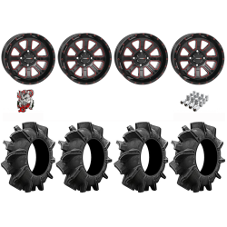 Assassinator Mud Tires 28x10-14 on ST-4 Gloss Black / Red Wheels