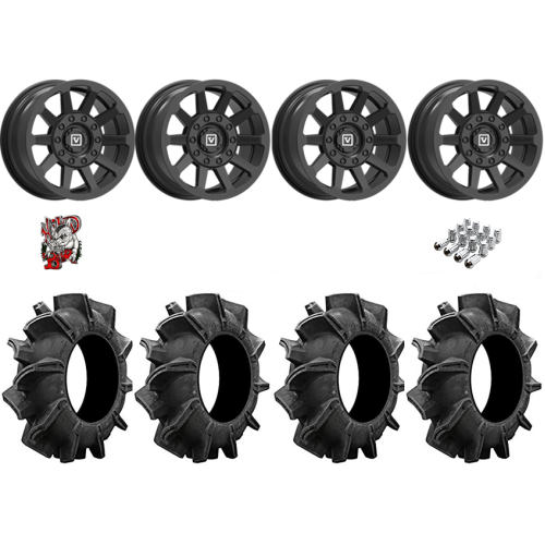 Assassinator Mud Tires 28x10-14 on V02 Satin Black Wheels