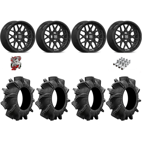 Assassinator Mud Tires 28x10-14 on V03 Gloss Black Wheels