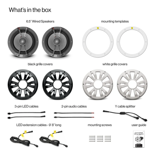 ECOXGEAR Marine Grade Wired Speaker 6.5" Pair with LEDCast