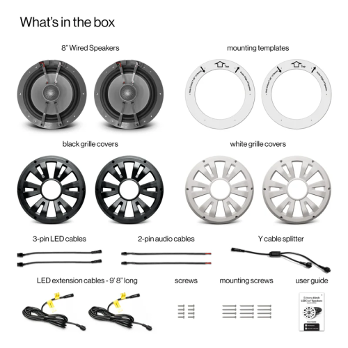 ECOXGEAR Marine Grade Wired Speaker 8" Pair with LEDCast