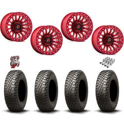 BFGoodrich Mud-Terrain KM3 32x10-15 Tires on Fuel Rincon Candy Red Beadlock Wheels