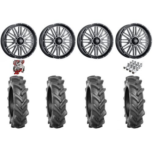 BKT AT 171 33x9-20 Tires on ITP Momentum Gloss Black Milled Wheels