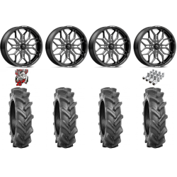 BKT AT 171 33x8-18 Tires on MSA M47 Sniper Gloss Black Milled Wheels