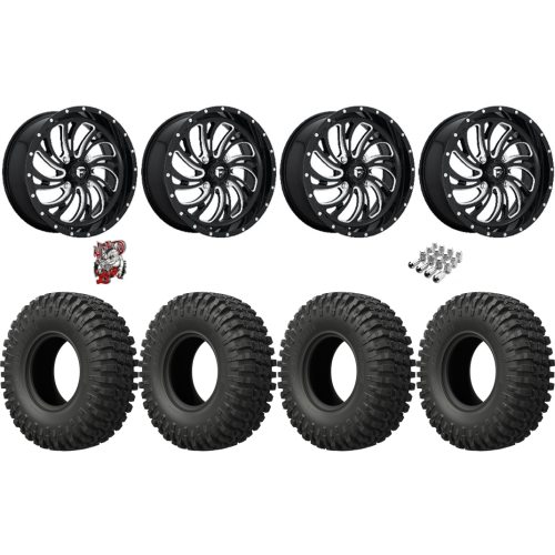 EFX MotoCrusher 40x10-18 Tires on Fuel Kompressor Gloss Black Milled Wheels