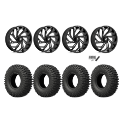 EFX MotoCrusher 40x10-18 Tires on Fuel Reaction Gloss Black Milled Wheels