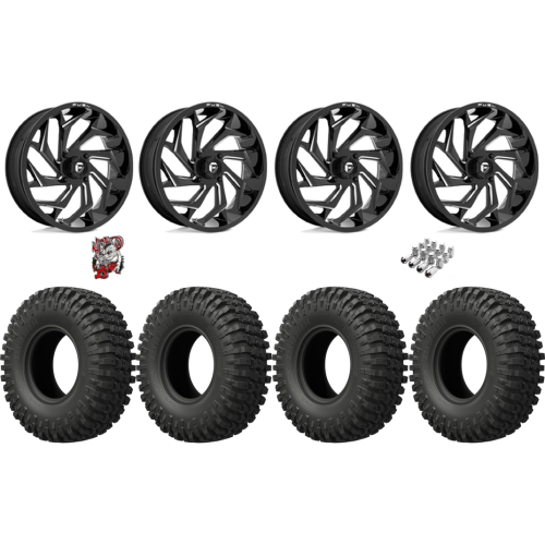 EFX MotoCrusher 40x10-18 Tires on Fuel Reaction Gloss Black Milled Wheels