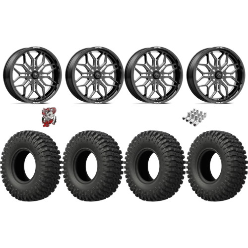 EFX MotoCrusher 40x10-18 Tires on MSA M47 Sniper Gloss Black Milled Wheels