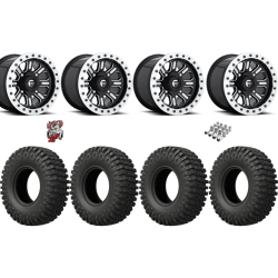 EFX MotoCrusher 33x10-15 Tires on Fuel Hardline Gloss Black Milled Beadlock Wheels