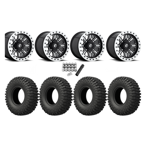 EFX MotoCrusher 35x10-15 Tires on Fuel Hardline Gloss Black Milled Beadlock Wheels