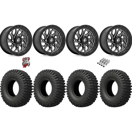 EFX MotoCrusher 33x10-15 Tires on Fuel Runner Gloss Black Milled Wheels