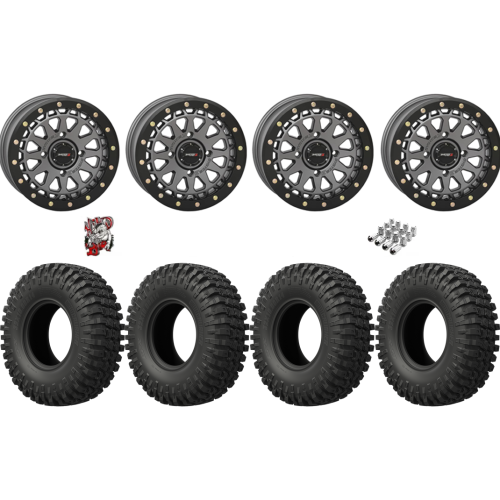 EFX MotoCrusher 32x10-15 Tires on SB-6 Gunmetal Grey Beadlock Wheels