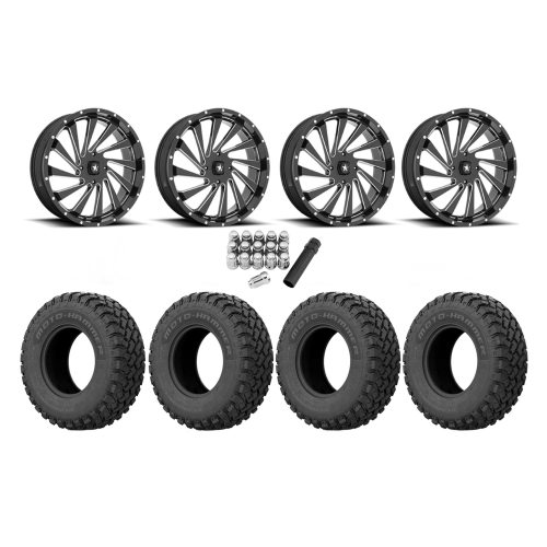 EFX MotoHammer 33x10-18 Tires on MSA M46 Blade Gloss Black Milled Wheels