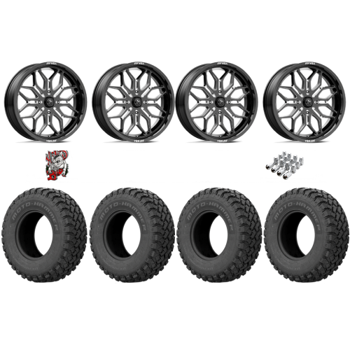 EFX MotoHammer 33x10-18 Tires on MSA M47 Sniper Gloss Black Milled Wheels