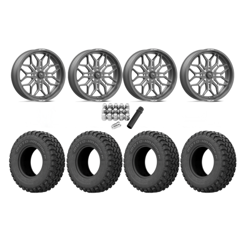 EFX MotoHammer 34x10-20 Tires on MSA M47 Sniper Gunmetal Milled Wheels