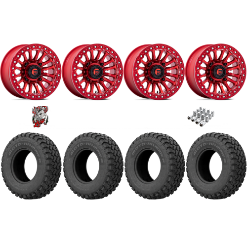 EFX MotoHammer 32x10-15 Tires on Fuel Rincon Candy Red Beadlock Wheels