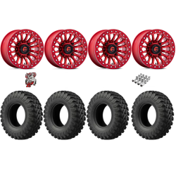 EFX MotoRally 28x10-15 Tires on Fuel Rincon Candy Red Beadlock Wheels