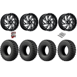 EFX MotoRally 37x10-18 Tires on Fuel Kompressor Gloss Black Milled Wheels