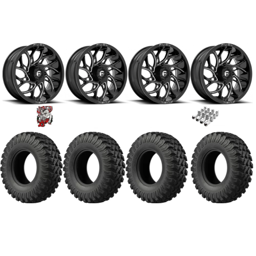 EFX MotoRally 37x10-18 Tires on Fuel Runner Gloss Black Milled Wheels