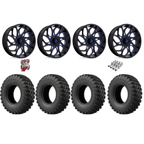 EFX MotoRally 37x10-18 Tires on Fuel Runner Candy Blue Wheels