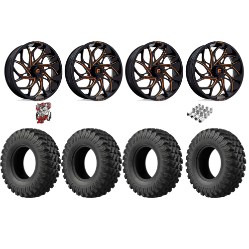 EFX MotoRally 37x10-18 Tires on Fuel Runner Candy Orange Wheels