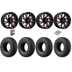 EFX MotoRally 37x10-18 Tires on Fuel Runner Candy Red Wheels