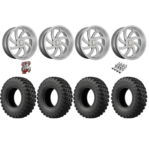 EFX MotoRally 35x10-18 Tires on MSA M36 Switch Brushed Titanium Wheels