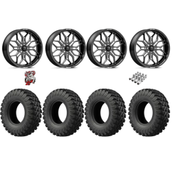 EFX MotoRally 37x10-18 Tires on MSA M47 Sniper Gloss Black Milled Wheels