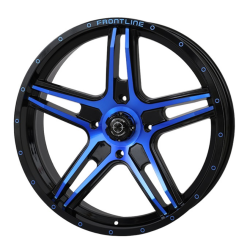 BKT AT 171 37x9-22 Tires on Frontline 505 Blue Tint Wheels