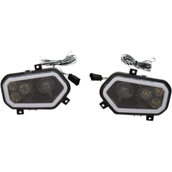 Polaris Sportsman Moose Racing LED Black Headlights with Halo