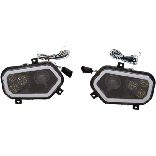 Polaris Sportsman Moose Racing LED Black Headlights with Halo