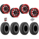 Incursion A/T 32x10-15 Tires on Fuel Hardline Gloss Black with Candy Red Beadlock Wheels