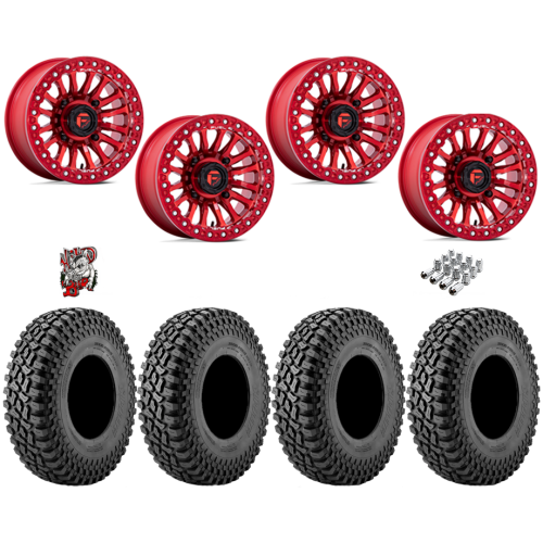 Incursion A/T 32x10-15 Tires on Fuel Rincon Candy Red Beadlock Wheels