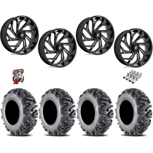 EFX MotoMTC 32x10-18 Tires on Fuel Reaction Gloss Black Milled Wheels