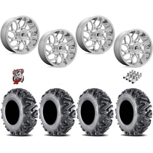 EFX MotoMTC 32x10-18 Tires on Fuel Runner Polished Wheels