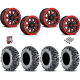 EFX MotoMTC 28x10-15 Tires on Fuel Hardline Gloss Black with Candy Red Beadlock Wheels