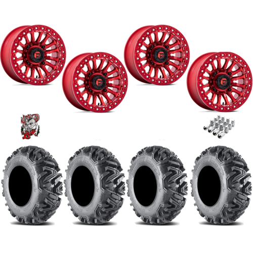 EFX MotoMTC 28x10-15 Tires on Fuel Rincon Candy Red Beadlock Wheels