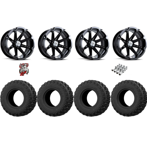 EFX Hammer 23x9.5-14 Tires on MSA M12 Diesel Gloss Black Wheels