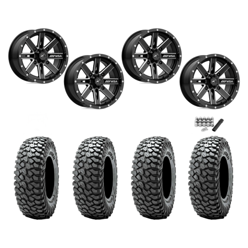 Obor RocScraper 37x10-15 Tires on MSA M41 Boxer Gloss Black Milled Wheels