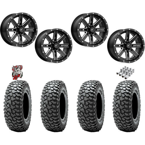 Obor RocScraper 35x10-15 Tires on MSA M41 Boxer Gloss Black Milled Wheels