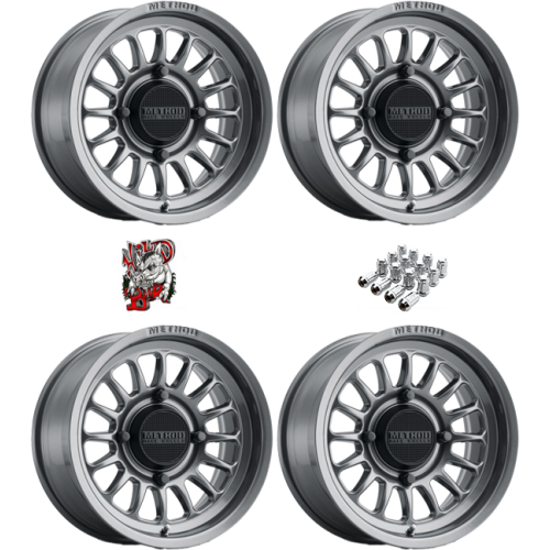 Method 411 UTV Bead Grip Gloss Titanium 15x10 Wheel/Rim (Full Set)